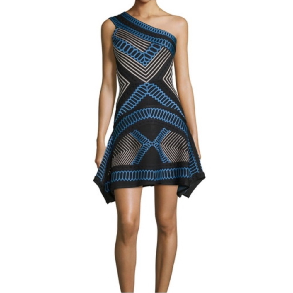 Herve Leger Asymmetrical Bandage Dress jesephina sample size small. NWT